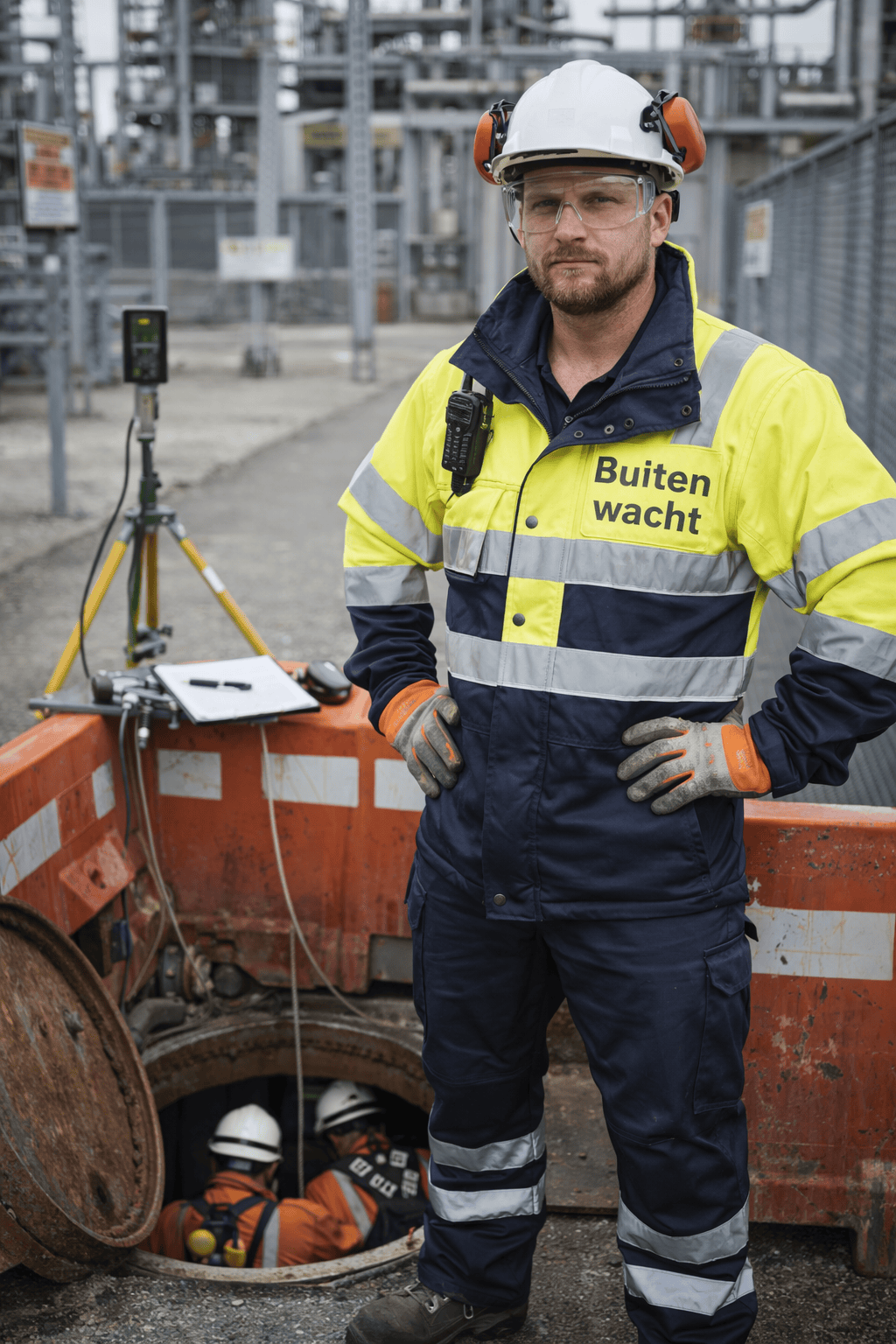 Een gecertificeerde buitenwacht houdt toezicht bij de opening van een besloten ruimte en controleert de betredingslijst.